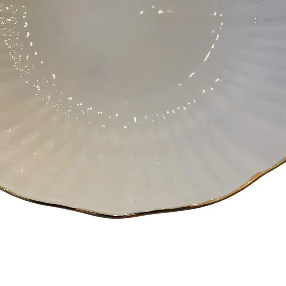 Eaton Fine Dining Porcelain 8.5in Pasta Bowl Set of 4 Aubrey White Gold Trim New